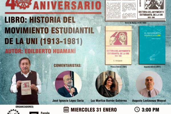 Thumbnail for 40° ANIVERSARIO DEL LIBRO: HISTORIA DEL MOVIMIENTO ESTUDIANTIL DE LA UNI (1913-1981)
