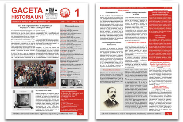 Thumbnail for GACETA HISTORIA UNI. Informativo mensual del Centro de Historia UNI. Año 1 – N° 1 / ENERO 2024